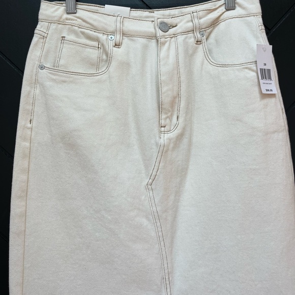 Blank NYC Cream Beige Denim Maxi Skirt women’s size 28 NWT - Picture 5 of 9